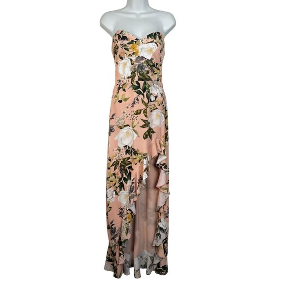 Amanda Uprichard X Revolve Eden Gown Strapless Maxi Rose Floral Pink Medium - Picture 5 of 13